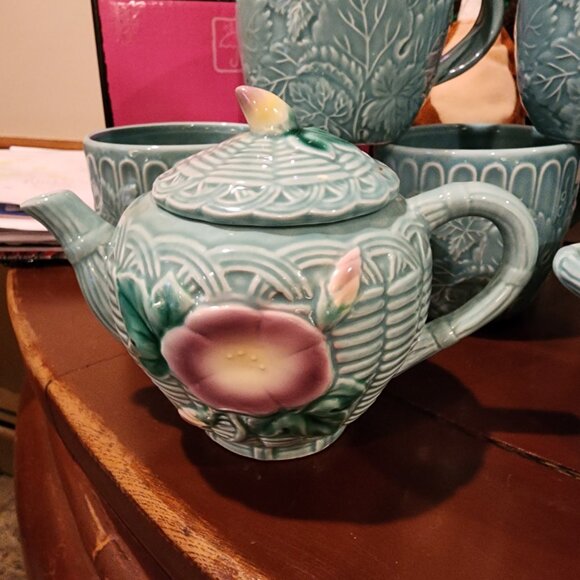 Vintage 1989 Haldon Group Basketweave Floral Tea Set – Service for 5 - Picture 3 of 10